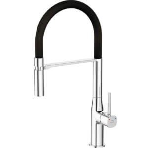 LAVEO BATERIA ZLEWOZMYWAKOWA Z ELASTYCZNĄ WYLEWKĄ  POLA CHROM/CZARNA