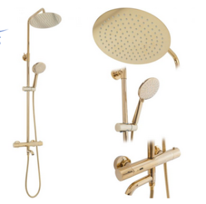REA P4114 LUNGO ZESTAW WANNOWO-NATRYSKOWY GOLD  Z TERMOSTAT