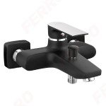FERRO  Algeo Square Black/Chrome - bateria wannowa ścienna