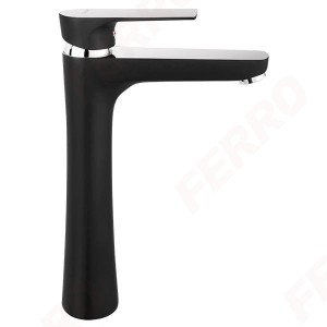 FERRO  Algeo Square Black/Chrome - bateria umywalkowa stojąca nablatowa