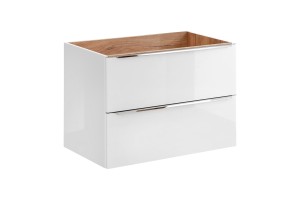 COMAD CAPRI WHITE 821 - Szafka pod umywalkę 80 2S - Biały Połysk/ Dąb Craft Złoty / Biały Połysk
