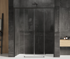 NEW TRENDY - Drzwi wnękowe prysznicowe przesuwne PRIME BLACK 130-200 cm