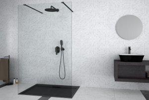BESCO KABINA PRYSZNICOWA WALK-IN AVEO DUE BLACK 130X195