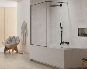 NEW TRENDY Parawan nawannowy NEW MODUS BLACK czarna rama - wspornik prostopadły