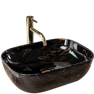 REA U8907 UMYWALKA NABLATOWA  BELINDA BLACK MARBLE SHINY