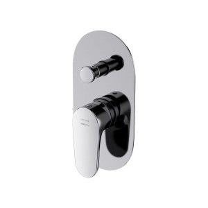 CERSANIT BATERIA WANNOWO-NATRYSKOWA PODTYNKOWA INVERTO CHROM Z BOKSEM, UCHWYTY 2 DESIGN IN 1: CHROM I CZARNY