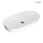 OLTENS Oltens Hamnes Thin umywalka 80x40 cm nablatowa owalna biała 40321000