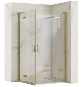 REA K6608 - Kabina Prysznicowa HUGO 80x80 Złota Szczotkowana - Drzwi Podwójne