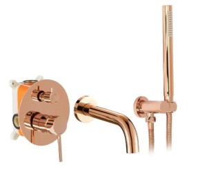 REA B6930 BATERIA WANNOWA PODTYNKOWA LUNGO RÓŻOWO ZŁOTA + BOX