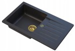 GRANITAN Czarny zlewozmywak granitowy z drobinkami złotego TRIX