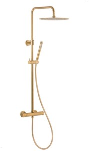KFA ARMATURA KRAKÓW MOZA BRUSHED GOLD DESZCZOWNIA Z BATERIĄ TERMOSTATYCZNĄ