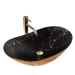 REA U8008 UMYWALKA NABLATOWA ROYAL IN BLACK MARBLE GOLD