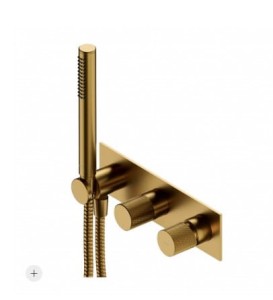 OMNIRES CONTOUR bateria prysznicowo-wannowa podtynkowa z rączką prysznicową  złota szczotkowana