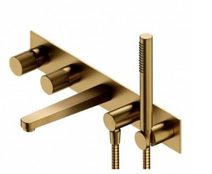 OMNIRES CONTOUR bateria wannowa 5-otworowa podtynkowa  złota szczotkowana