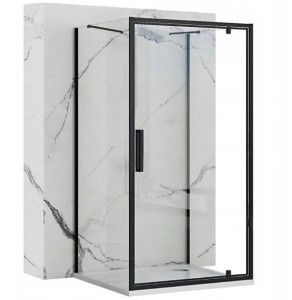 REA - Kabina Prysznicowa Przyścienna RAPID SWING Black-Czarna /drzwi 70 + ścianka 90 x2 + ramię x2/