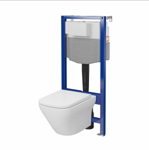 CERSANIT SET C23: STELAŻ AQUA 50 PNEU QF + MISKA ZAWIESZANA LARGA BY CERSANIT SQUARE CLEANON Z DESKĄ