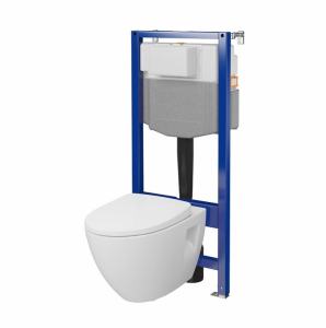 CERSANIT SET C35: STELAŻ AQUA 50 MECH QF + MISKA ZAWIESZANA MODUO PLUS OVAL CLEANON Z DESKĄ