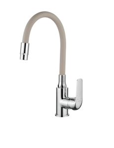 KUCHINOX Bateria kuchenna Elza stojąca z elastyczną wylewką 2-funkcyjną chrom/beż BKE_462D