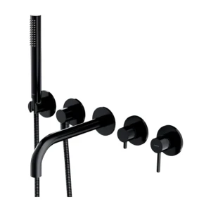 OMNIRES Y bateria wannowa 5-otworowa z długą wylewką czarny półmat