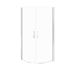 CERSANIT KABINA PÓŁOKRAGŁA MODUO 90x90X195 DRZWI PEŁNE CHROM SZKŁO TRANSPARENTNE