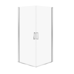 CERSANIT SET C385: KABINA KWADRATOWA MODUO 90x90X195 2 DRZWI PEŁNE CHROM SZKŁO TRANSPARENTNE