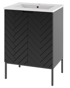 MEGSTYL SZAFKA ASPEN -09 CZARNY MAT 60 CZARNY STELAŻ 3752