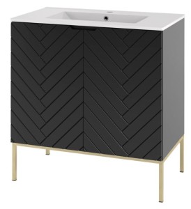 MEGSTYL SZAFKA ASPEN -08 CZARNY MAT 80 ZŁOTY STELAŻ 3909