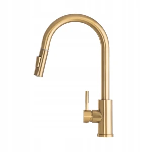 GRANITAN BATERIA KUCHENNA WYCIĄGANA WYLEWKA KRAN STALOWY LOSETO BRUSHED GOLD