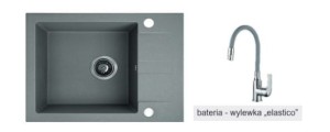AQUAFORM zlewozmywak granitowy Maranello szary+bateria"elastico" 44x57x215 1komora+1/2ociekacz