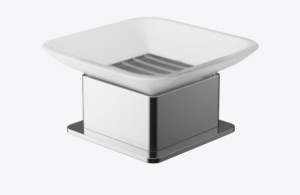 EXCELLET Riko mydelniczka stojąca szklana, chrom