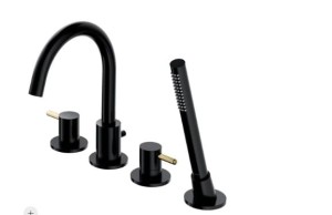 OMNIRES Y bateria wannowa 4-otworowa czarny półmat/złoty połysk