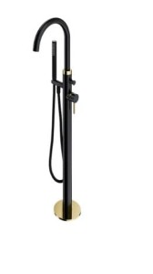 OMNIRES Y bateria wannowa wolnostojąca wysoka czarny półmat/złoty połysk