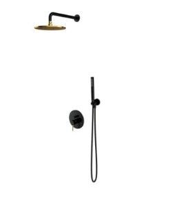 OMNIRES Y system prysznicowy podtynkowy czarny półmat/złoty połysk