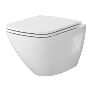CERSANIT SET C459: MISKA ZAWIESZANA MODUO PLUS SQUARE CLEANON Z DESKĄ DUROPLASTOWĄ SLIM