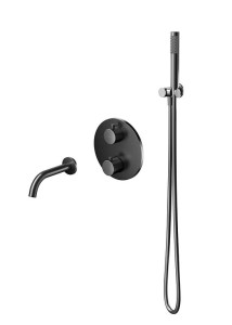 CERSANIT SET B1005: ZESTAW WANNOWY PODTYNKOWY ZEN BY CERSANIT CZARNY GUN METAL