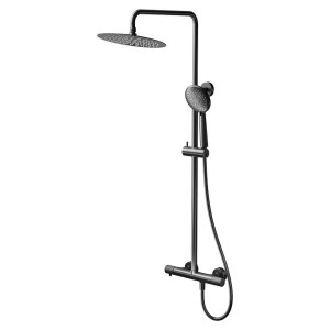 CERSANIT KOLUMNA NATRYSKOWA ZEN BY CERSANIT CZARNY GUN METAL, Z BATERIĄ TERMOSTATYCZNĄ