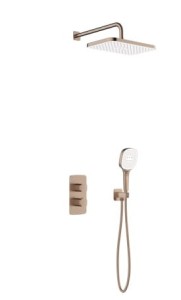 KFA ARMATURA KRAKÓW MALAGA BRUSHED ROSE GOLD zestaw podtynkowy z baterią termostatyczną natryskową