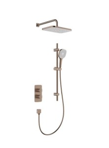 KFA ARMATURA KRAKÓW MALAGA BRUSHED ROSE GOLD zestaw podtynkowy z baterią termostatyczną natryskową i natryskiem przesuwnym