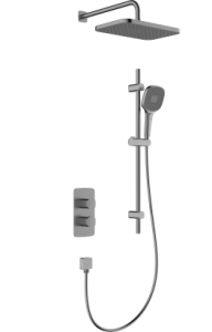 KFA ARMATURA KRAKÓW MALAGA GUN METAL GREY zestaw podtynkowy z baterią termostatyczną natryskową i natryskiem przesuwnym