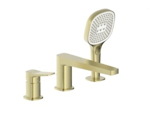 KFA ARMATURA KRAKÓW MALAGA BRUSHED LIGHT GOLD bateria wannowa 3-otworowa