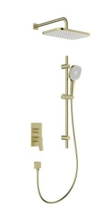 KFA ARMATURA KRAKÓW MALAGA BRUSHED LIGHT GOLD zestaw podtynkowy z baterią natryskową i natryskiem przesuwnym