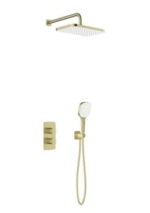 KFA ARMATURA KRAKÓW MALAGA BRUSHED LIGHT GOLD zestaw podtynkowy z baterią termostatyczną natryskową