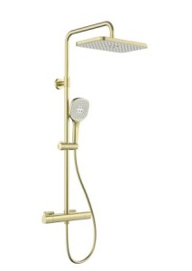 KFA ARMATURA KRAKÓW MALAGA PVD BRUSHED LIGHT GOLD deszczownia z baterią termostatyczną