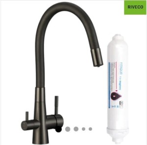 LAVEO Riveco - bateria zlewozmywakowa stojąca z elastyczną wylewką + system do filtrowania wody