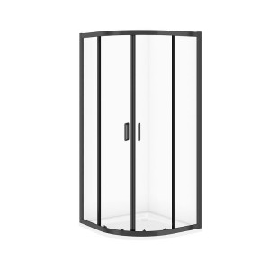 CERSANIT SET C705: KABINA PÓŁOKRAGŁA ARTECO 80x80X190 CZARNA SZKŁO TRANSPARENTNE + BRODZIK TAKO BIAŁY 4 CM