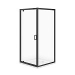 CERSANIT SET C702: KABINA KWADRATOWA ARTECO 90x90X190 CZARNA PIVOT SZKŁO TRANSPARENTNE + BRODZIK TAKO BIAŁY 4 CM