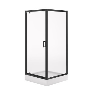 CERSANIT SET C703: KABINA KWADRATOWA ARTECO 80x80X190 CZARNA PIVOT SZKŁO TRANSPARENTNE + BRODZIK TAKO BIAŁY 16 CM