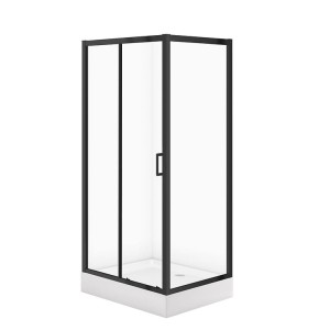 CERSANIT SET C712: KABINA PROSTOKĄTNA ARTECO 120x90X190 CZARNA SZKŁO TRANSPARENTNE + BRODZIK TAKO BIAŁY 16 CM