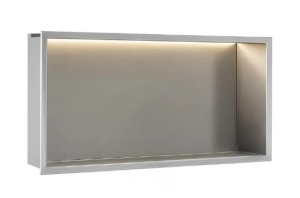 REA PÓŁKA WNĘKOWA ŁAZIENKOWA LED 30x60 stal szczotkowana