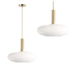 TOOLIGHT Lampa Wisząca Sufitowa Szklana Mleczna APP668-1CP Złota